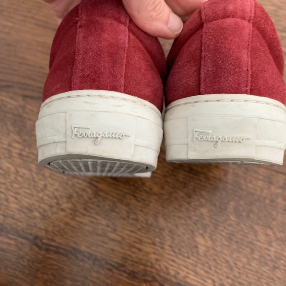 Amazing Ferragamo Burgundy Suede and Fur Sneakers - Picture 6 of 10